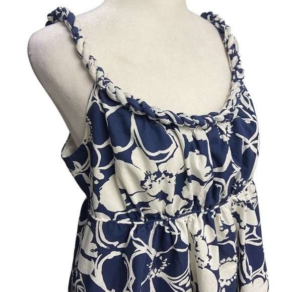 J. Crew Sundress Size 8 Blue and White Floral Empire Waist Braided Strap Summer - Picture 5 of 11